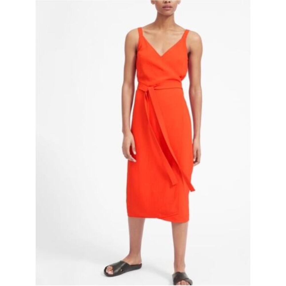 Everlane orange red‎ The Japanese GoWeave Tank Wrap Dress
